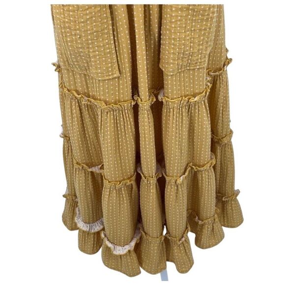 TALULAH La Maison Dress Cotton Midi White Polka Dots  Yellow Size XS - Picture 9 of 14